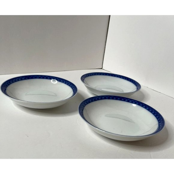 Williams Sonoma Contemporary Blue Rim Small Bowl 3 Piece Lot Retired - Picture 3 of 5